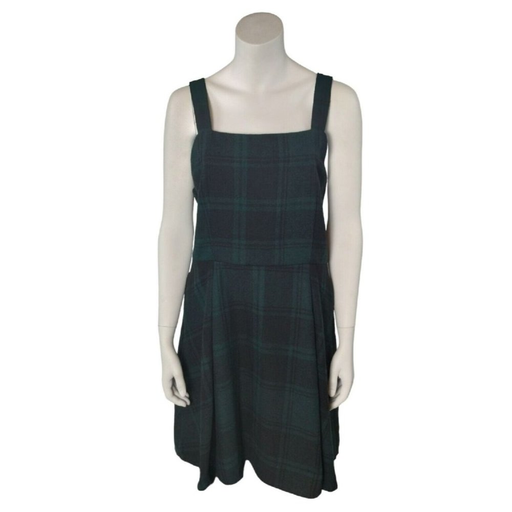Copper Key Junior Girls XL Square Neck Tartan Plaid Lined Casual Dress